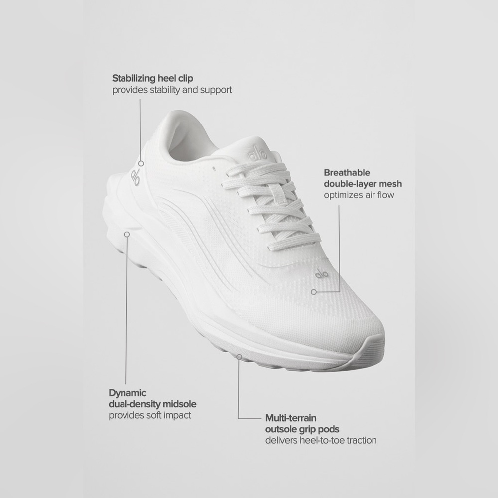 Alo Yoga Runner Sneakers in White/White Unisex Fit | US Men’s 9 | Women’s 10.5 - Picture 2 of 16